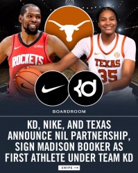 PG电子官网-Team KD成立！杜兰特&amp;母校启动NIL计划 签下首位球员麦迪逊·布克
